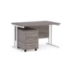 Maestro 25 straight desk 1200mm x 800mm with white cantilever frame and 3 drawer pedestal grey oak - SBWH312GO