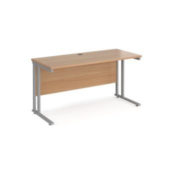 Maestro 25 straight desk 1400mm x 600mm silver cantilever leg frame beech top - MC614SB