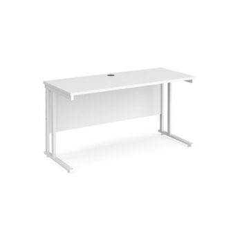 Maestro 25 straight desk 1400mm x 600mm white cantilever leg frame white top - MC614WHWH