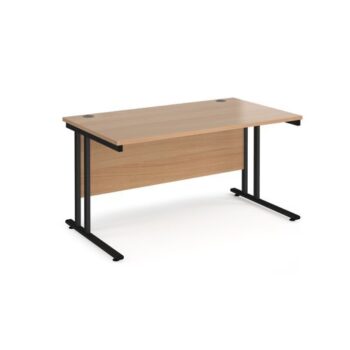 Maestro 25 straight desk 1400mm x 800mm black cantilever leg frame beech top - MC14KB