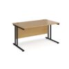 Maestro 25 straight desk 1400mm x 800mm black cantilever leg frame oak top - MC14KO