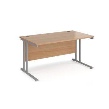 Maestro 25 straight desk 1400mm x 800mm silver cantilever leg frame beech top - MC14SB