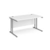 Maestro 25 straight desk 1400mm x 800mm silver cantilever leg frame white top - MC14SWH