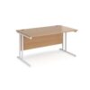 Maestro 25 straight desk 1400mm x 800mm white cantilever leg frame beech top - MC14WHB