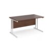 Maestro 25 straight desk 1400mm x 800mm white cantilever leg frame walnut top - MC14WHW
