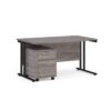 Maestro 25 straight desk 1400mm x 800mm with black cantilever frame and 2 drawer pedestal grey oak - SBK214GO