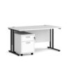 Maestro 25 straight desk 1400mm x 800mm with black cantilever frame and 2 drawer pedestal white - SBK214WH