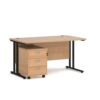 Maestro 25 straight desk 1400mm x 800mm with black cantilever frame and 3 drawer pedestal beech - SBK314B