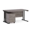 Maestro 25 straight desk 1400mm x 800mm with black cantilever frame and 3 drawer pedestal grey oak - SBK314GO