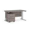 Maestro 25 straight desk 1400mm x 800mm with silver cantilever frame and 2 drawer pedestal grey oak - SBS214GO