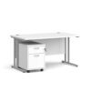 Maestro 25 straight desk 1400mm x 800mm with silver cantilever frame and 2 drawer pedestal white - SBS214WH