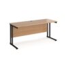 Maestro 25 straight desk 1600mm x 600mm black cantilever leg frame beech top - MC616KB