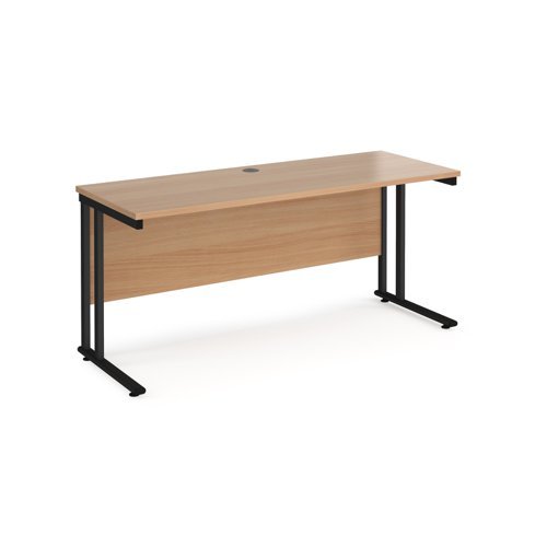 Maestro 25 straight desk 1600mm x 600mm black cantilever leg frame beech top - MC616KB