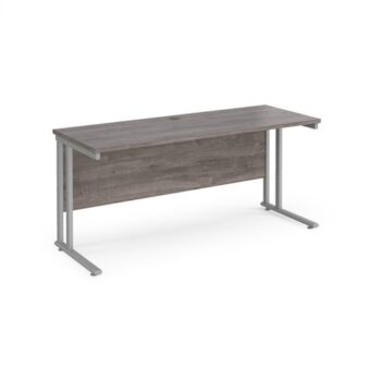 Maestro 25 straight desk 1600mm x 600mm silver cantilever leg frame grey oak top - MC616SGO