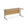 Maestro 25 straight desk 1600mm x 600mm silver cantilever leg frame oak top - MC616SO