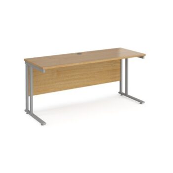 Maestro 25 straight desk 1600mm x 600mm silver cantilever leg frame oak top - MC616SO