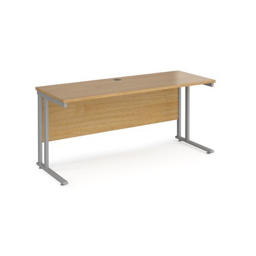 Maestro 25 straight desk 1600mm x 600mm silver cantilever leg frame oak top - MC616SO