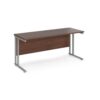 Maestro 25 straight desk 1600mm x 600mm silver cantilever leg frame walnut top - MC616SW