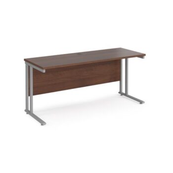Maestro 25 straight desk 1600mm x 600mm silver cantilever leg frame walnut top - MC616SW