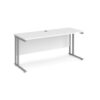 Maestro 25 straight desk 1600mm x 600mm silver cantilever leg frame white top - MC616SWH