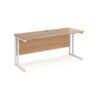 Maestro 25 straight desk 1600mm x 600mm white cantilever leg frame beech top - MC616WHB