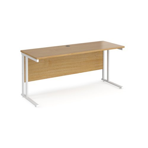 Maestro 25 straight desk 1600mm x 600mm white cantilever leg frame oak top - MC616WHO