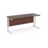 Maestro 25 straight desk 1600mm x 600mm white cantilever leg frame walnut top - MC616WHW