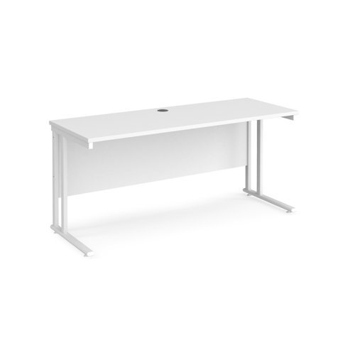 Maestro 25 straight desk 1600mm x 600mm white cantilever leg frame white top - MC616WHWH