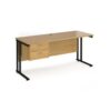 Maestro 25 straight desk 1600mm x 600mm with 2 drawer pedestal black cantilever leg frame oak top - MC616P2KO