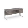 Maestro 25 straight desk 1600mm x 600mm with two x 2 drawer pedestals white cantilever leg frame leg grey oak top - MC616P22WHGO