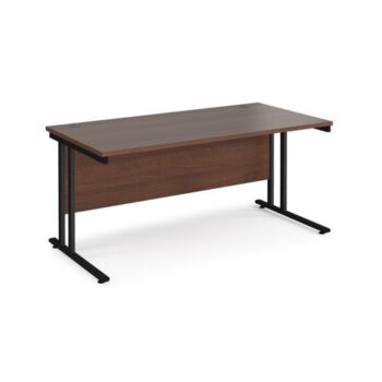 Maestro 25 straight desk 1600mm x 800mm black cantilever leg frame walnut top - MC16KW