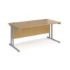 Maestro 25 straight desk 1600mm x 800mm silver cantilever leg frame oak top - MC16SO
