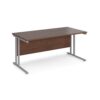 Maestro 25 straight desk 1600mm x 800mm silver cantilever leg frame walnut top - MC16SW