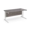 Maestro 25 straight desk 1600mm x 800mm white cantilever leg frame grey oak top - MC16WHGO