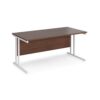 Maestro 25 straight desk 1600mm x 800mm white cantilever leg frame walnut top - MC16WHW