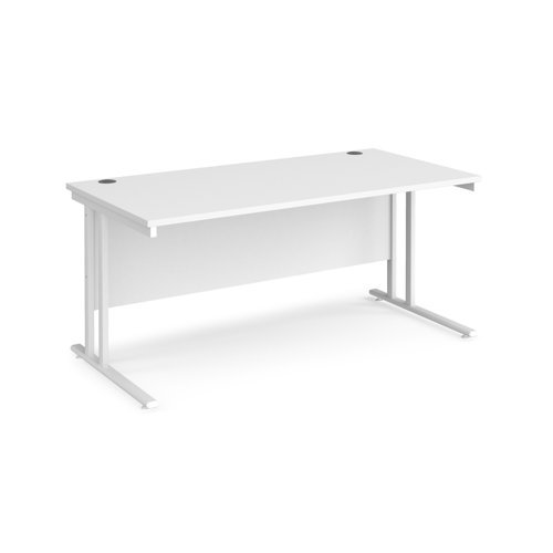 Maestro 25 straight desk 1600mm x 800mm white cantilever leg frame white top - MC16WHWH