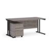 Maestro 25 straight desk 1600mm x 800mm with black cantilever frame and 2 drawer pedestal grey oak - SBK216GO