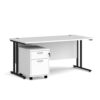 Maestro 25 straight desk 1600mm x 800mm with black cantilever frame and 2 drawer pedestal white - SBK216WH