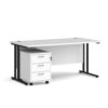 Maestro 25 straight desk 1600mm x 800mm with black cantilever frame and 3 drawer pedestal white - SBK316WH