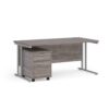 Maestro 25 straight desk 1600mm x 800mm with silver cantilever frame and 2 drawer pedestal grey oak - SBS216GO