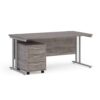 Maestro 25 straight desk 1600mm x 800mm with silver cantilever frame and 3 drawer pedestal grey oak - SBS316GO