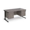 Maestro 25 straight desk 1600mm x 800mm with two x 2 drawer pedestals black cantilever leg frame grey oak top - MC16P22KGO