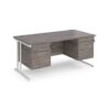 Maestro 25 straight desk 1600mm x 800mm with two x 2 drawer pedestals white cantilever leg frame grey oak top - MC16P22WHGO