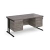 Maestro 25 straight desk 1600mm x 800mm with two x 3 drawer pedestals black cantilever leg frame grey oak top - MC16P33KGO