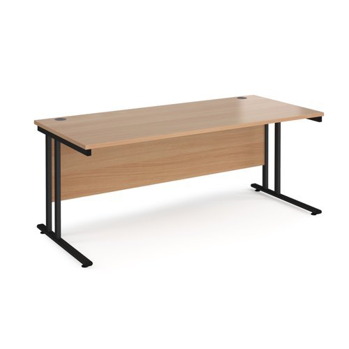 Maestro 25 straight desk 1800mm x 800mm black cantilever leg frame beech top - MC18KB
