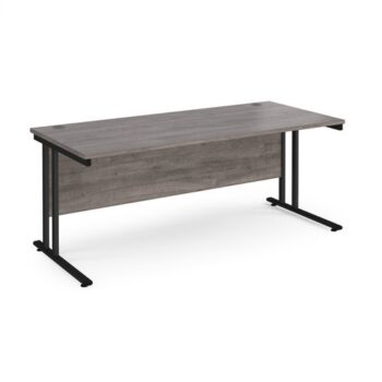 Maestro 25 straight desk 1800mm x 800mm black cantilever leg frame grey oak top - MC18KGO