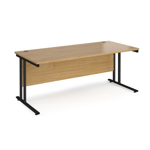 Maestro 25 straight desk 1800mm x 800mm black cantilever leg frame oak top - MC18KO