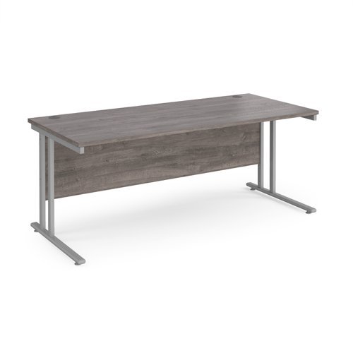 Maestro 25 straight desk 1800mm x 800mm silver cantilever leg frame grey oak top - MC18SGO