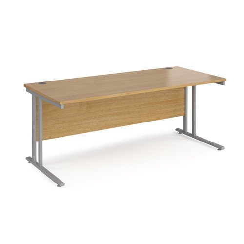 Maestro 25 straight desk 1800mm x 800mm silver cantilever leg frame oak top - MC18SO