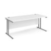 Maestro 25 straight desk 1800mm x 800mm silver cantilever leg frame white top - MC18SWH